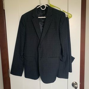 Dark Navy Plaid Banana Republic Men Suit - 38S